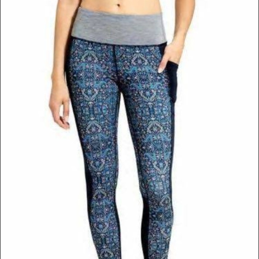 Athleta sz S High Rise Chaturanga To Town Tight Blue/Gray/Tapestry